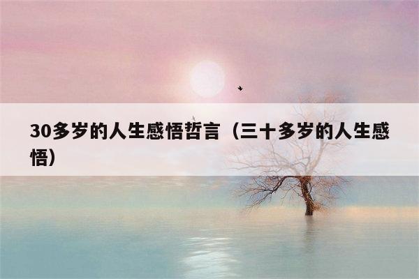 30多岁的人生感悟哲言（三十多岁的人生感悟）