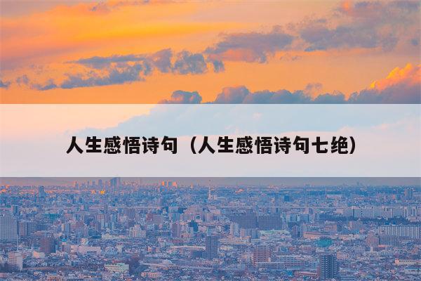 人生感悟诗句（人生感悟诗句七绝）