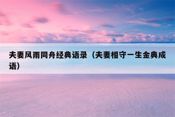 夫妻风雨同舟经典语录（夫妻相守一生金典成语）