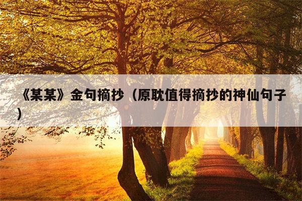 《某某》金句摘抄（原耽值得摘抄的神仙句子）