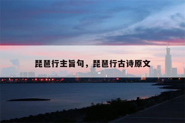 琵琶行主旨句，琵琶行古诗原文