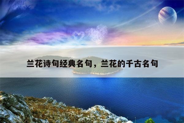 兰花诗句经典名句，兰花的千古名句