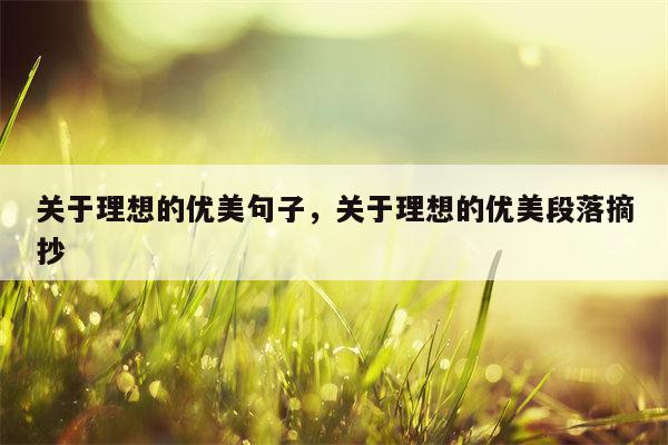 关于理想的优美句子，关于理想的优美段落摘抄