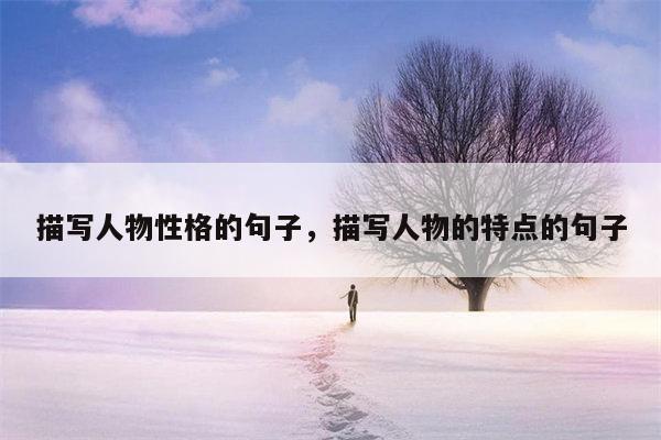 描写人物性格的句子，描写人物的特点的句子