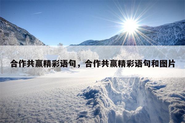 合作共赢精彩语句，合作共赢精彩语句和图片