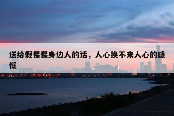 送给假惺惺身边人的话，人心换不来人心的感慨