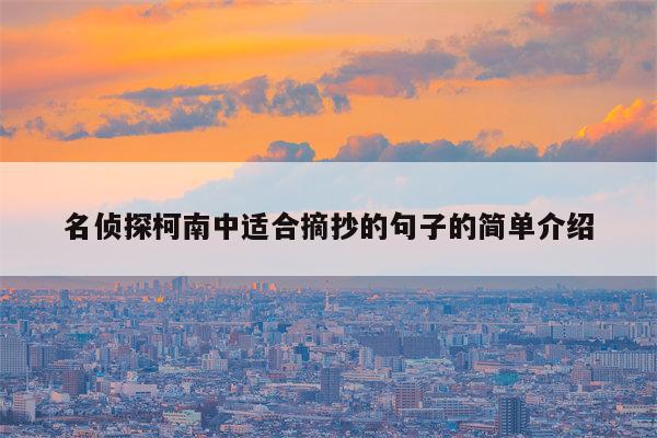 名侦探柯南中适合摘抄的句子的简单介绍