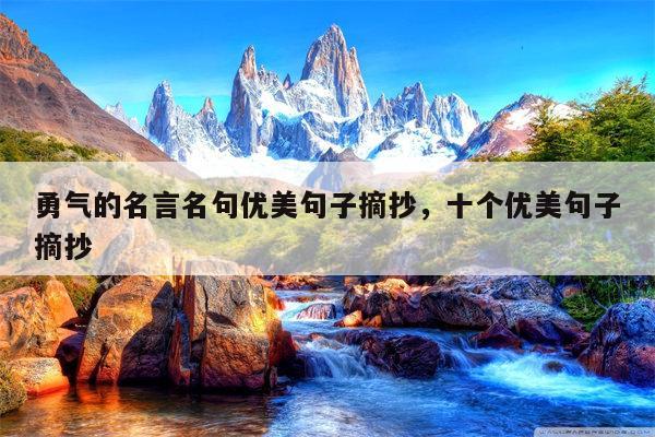 勇气的名言名句优美句子摘抄，十个优美句子摘抄
