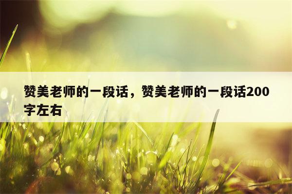 赞美老师的一段话，赞美老师的一段话200字左右