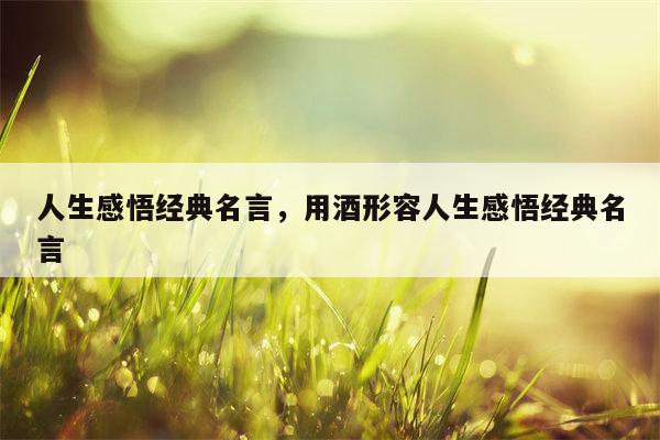 人生感悟经典名言，用酒形容人生感悟经典名言
