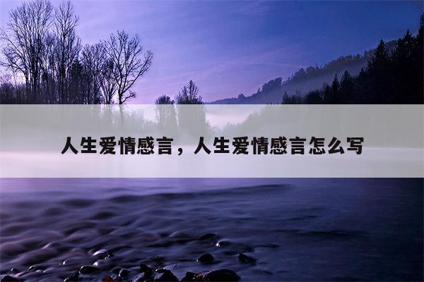人生爱情感言，人生爱情感言怎么写