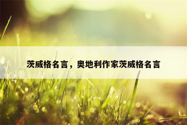 茨威格名言，奥地利作家茨威格名言