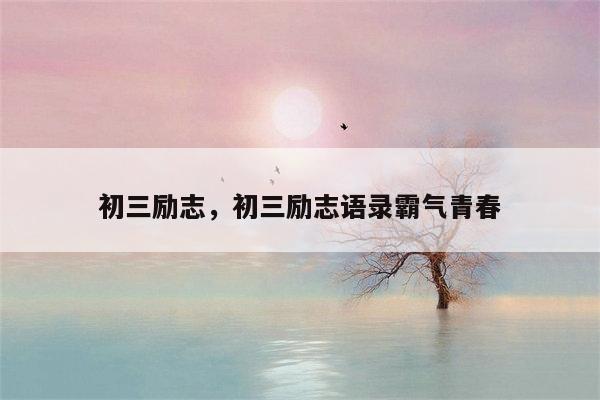 初三励志，初三励志语录霸气青春