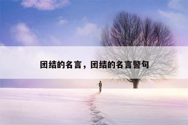 团结的名言，团结的名言警句