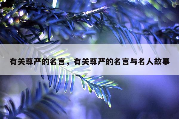 有关尊严的名言，有关尊严的名言与名人故事