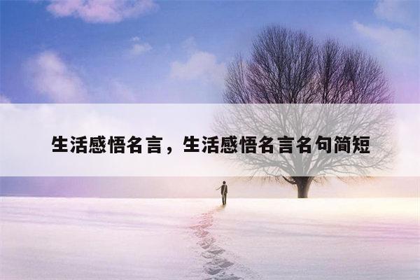 生活感悟名言，生活感悟名言名句简短