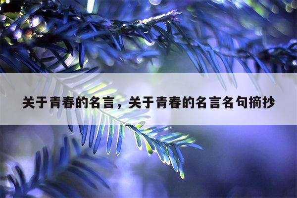 关于青春的名言，关于青春的名言名句摘抄