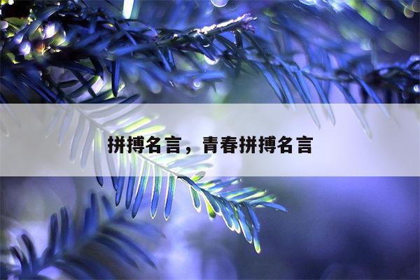 拼搏名言，青春拼搏名言