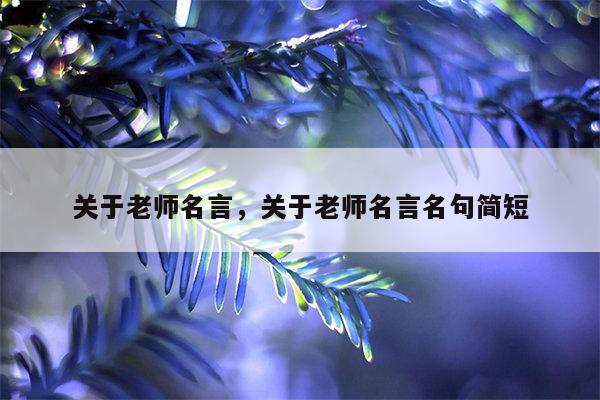 关于老师名言，关于老师名言名句简短