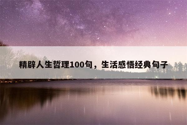精辟人生哲理100句，生活感悟经典句子