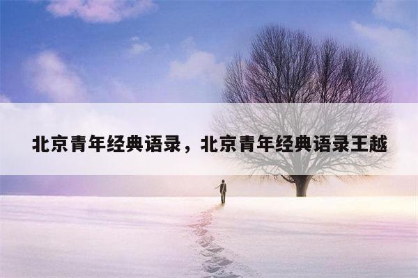 北京青年经典语录，北京青年经典语录王越