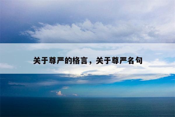 关于尊严的格言，关于尊严名句