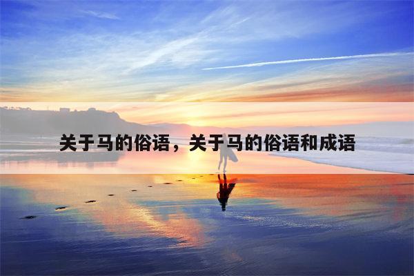 关于马的俗语，关于马的俗语和成语