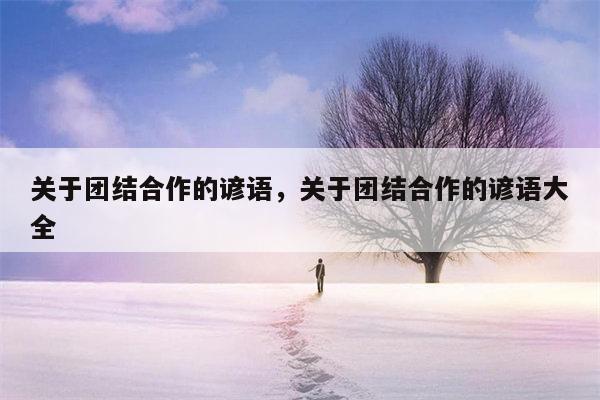 关于团结合作的谚语，关于团结合作的谚语大全