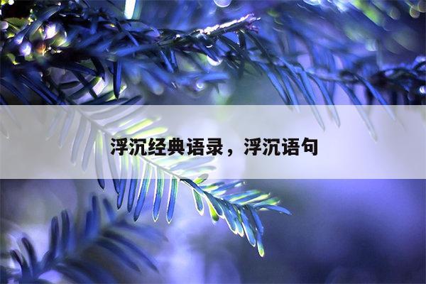 浮沉经典语录，浮沉语句