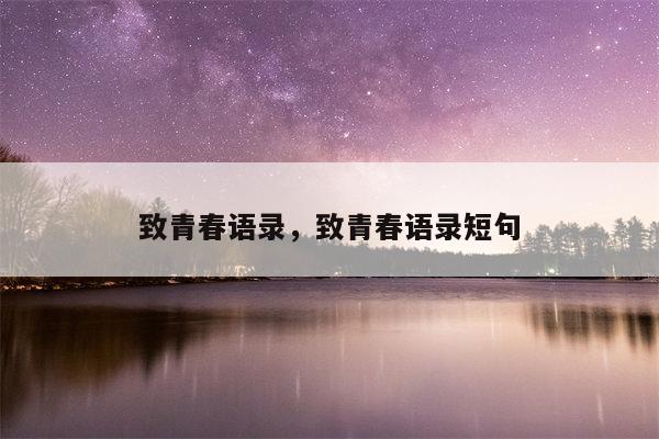 致青春语录，致青春语录短句
