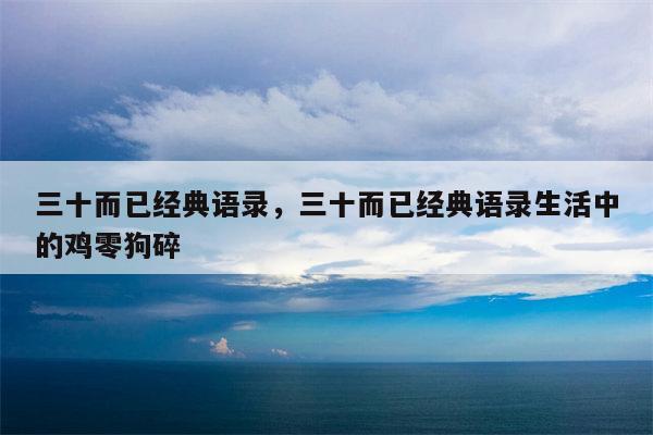 三十而已经典语录，三十而已经典语录生活中的鸡零狗碎