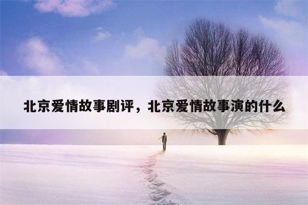 北京爱情故事剧评，北京爱情故事演的什么