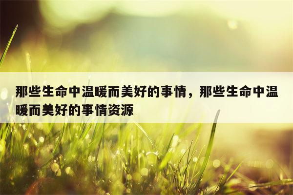 那些生命中温暖而美好的事情，那些生命中温暖而美好的事情资源