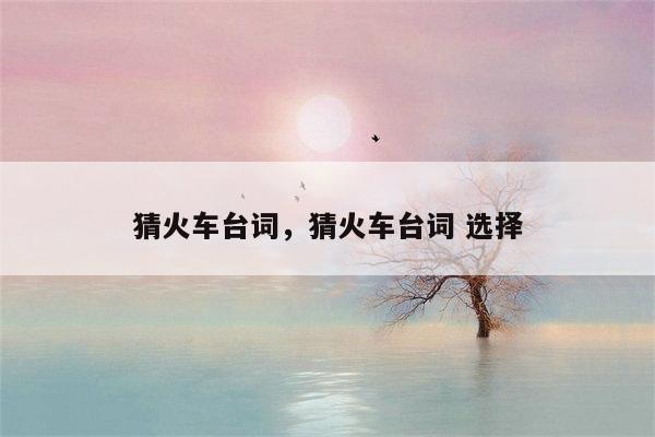 猜火车台词，猜火车台词 选择