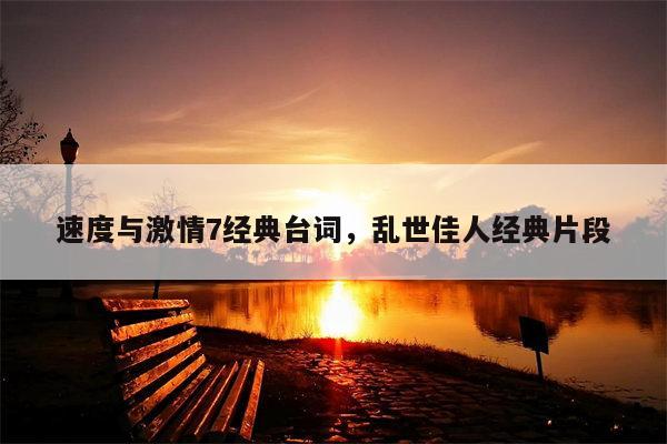 速度与激情7经典台词，乱世佳人经典片段