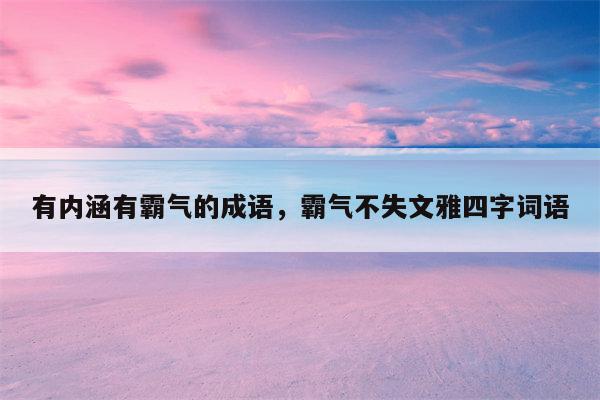 有内涵有霸气的成语，霸气不失文雅四字词语