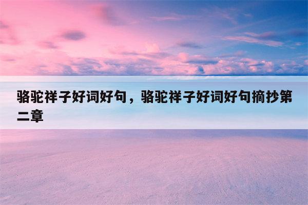 骆驼祥子好词好句，骆驼祥子好词好句摘抄第二章