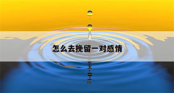 怎么去挽留一对感情