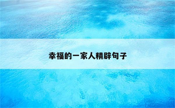 幸福的一家人精辟句子
