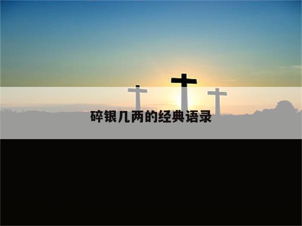 碎银几两的经典语录