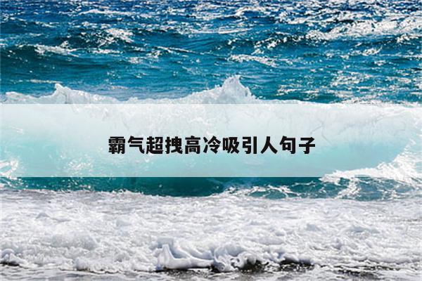 霸气超拽高冷吸引人句子