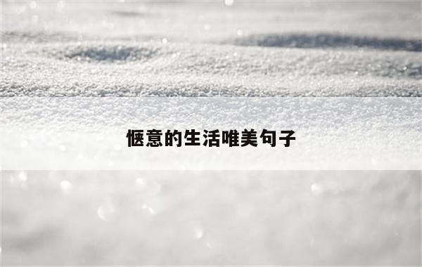惬意的生活唯美句子